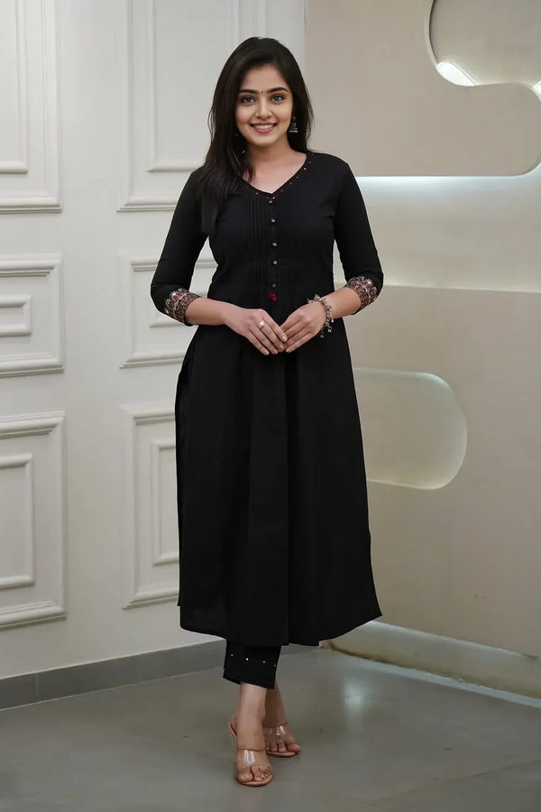 Black A-Line Kurta with Pant