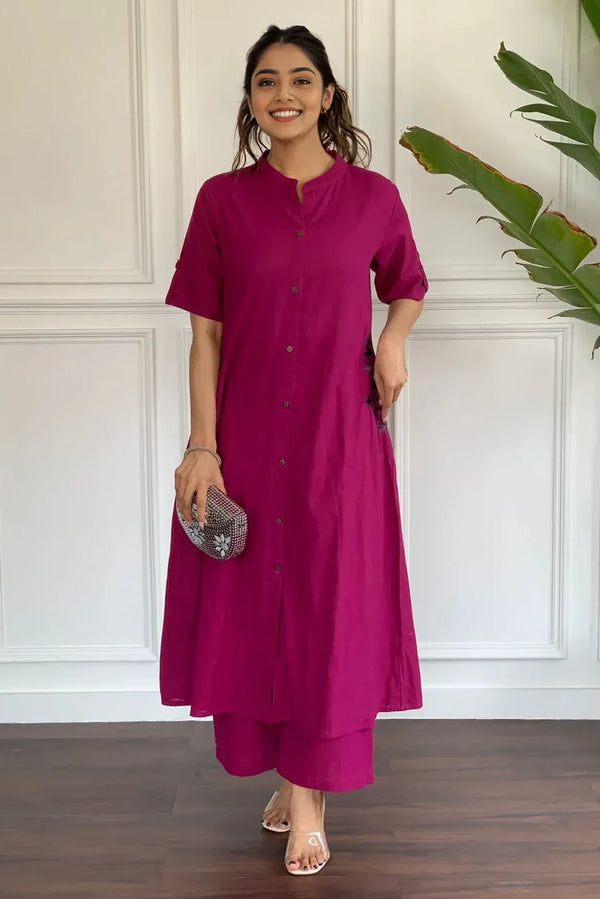 Pink Embroidered Kurta with Palazzo