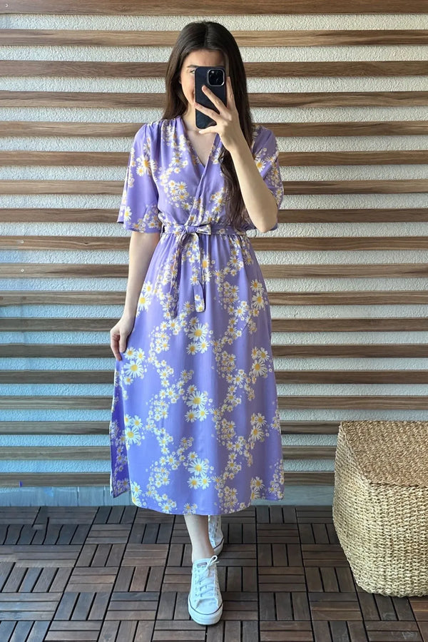 Lavender Double Breasted Daisy Dress